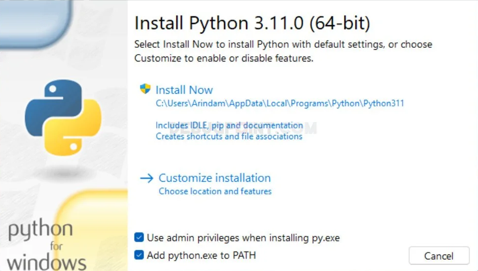Installation Python - Add to PATH